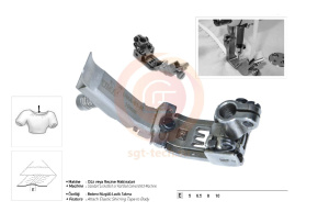 Лапка UMA-61-R для плоскошёвки (5,6) под резинку 10 мм